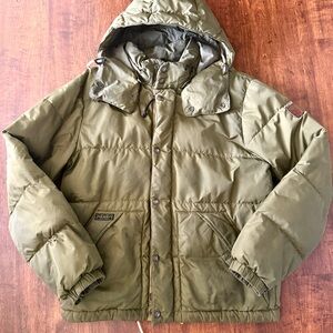 Polo Ralph Lauren Goose Down Green Jacket Coat Men’s M Medium Hood Hooded Zip
